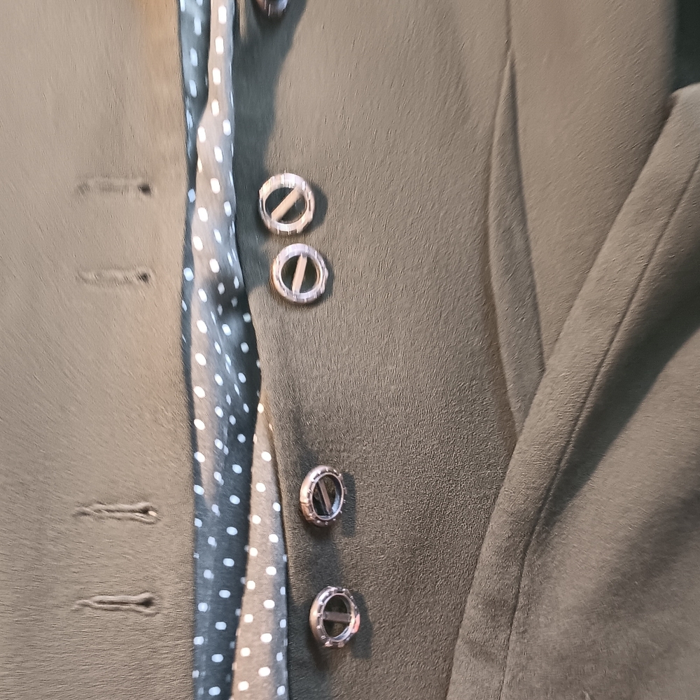 Retro Olive Women's Jacket & Matching Olive Polka Dot Olive Button-Down Shirt - Picture 7 of 8